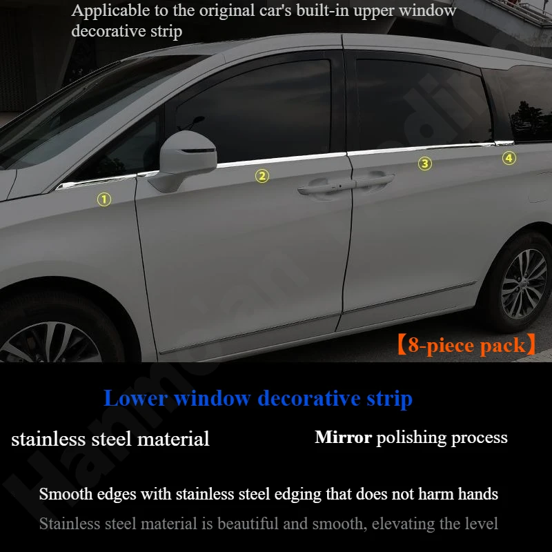 

Для Buick GL8/ES 2017 2018 2019 2020 2021 2022 2023, яркая полоса для окна/наружная нажимная полоса из декоративного стекла из нержавеющей стали