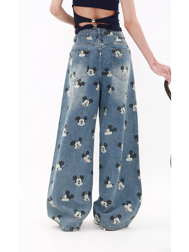 Jeans de Pierna Recta Hoados con Cintura Alta para Mujer, Estilo Nuevo de Verano, Plones Vaqueros con Estampado de Mi...