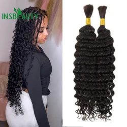 Human Hair Bulk No Weft For Braiding Curly Deep Wave Full Ends Extensions Bulk Hair Bundles Wholesale For Boho Braids