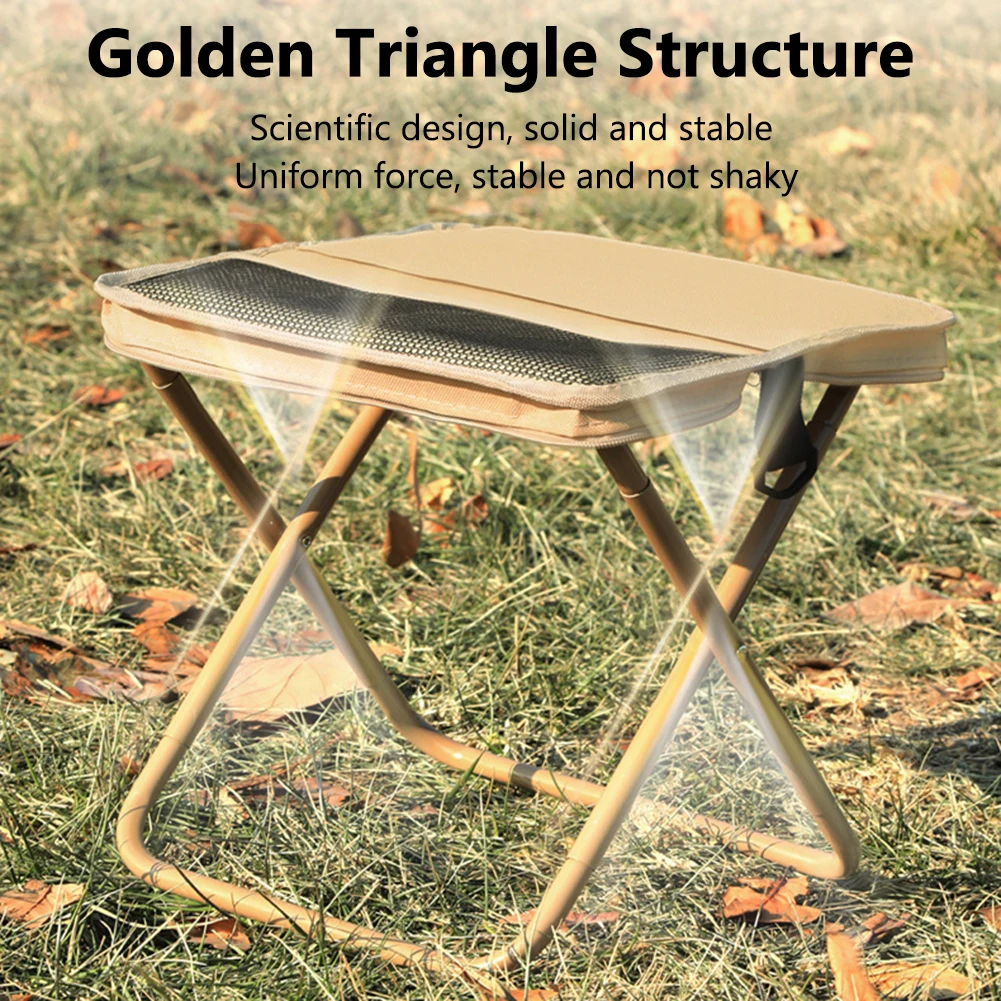 Tabouret de pêche Portable d'extérieur avec sac en filet, chaise de rangement intégrée, résistant à l'usure pour pique-nique, jardinage, barbecue, randonnée