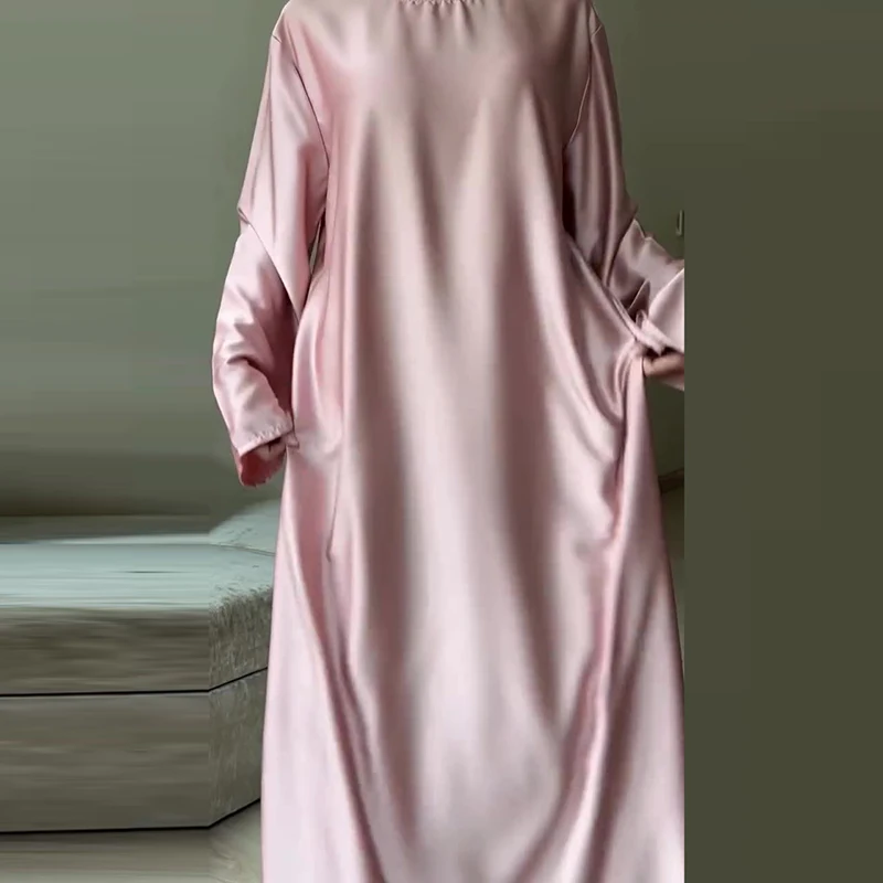 knee length dresses for ladies Women's Fashion Satin Silk Lace-up Waist Hugging Puff sleeve Dress S43 main image 0