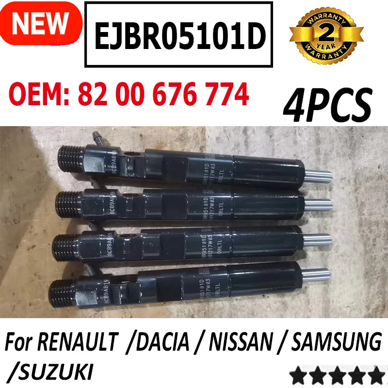 4PCS EJBR05101D 8200676774 New Diesel Fuel Injector 82 00 676 774 Nozzle for Renault Clio Scenic Nissan Dacia Logan 1.5 DCI