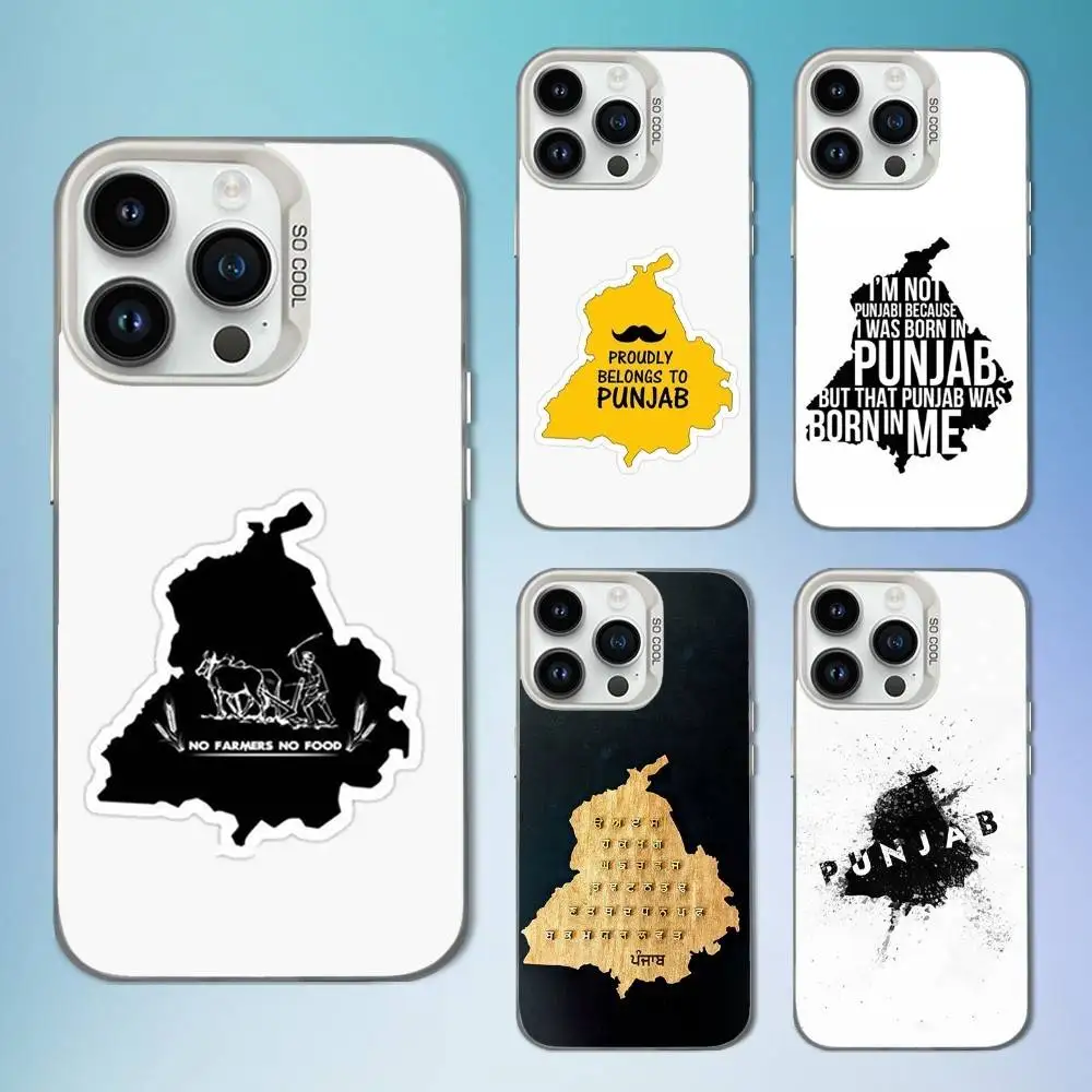 

Landscape Art Punjab Map Phone Case For iPhone 16,15,14,13,12,11,Mini,Pro,SE,MAX White Matte Shockproof Cover