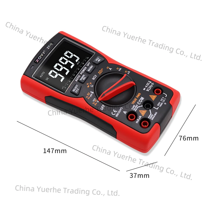 

ZOYI 9999 Counts Multimete ZT-Y LCD 3Line Display 9999 Counts TRMS Auto-Range Voltmeter Capacitance Temp VFC NCV Hz Tester Flash