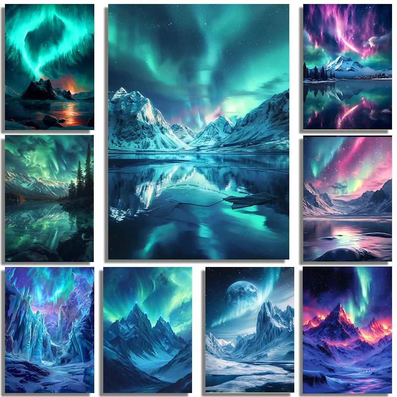 Beautiful And Mysterious Aurora Landscape Art Poster Canvas Printing Living Room Bedroom Home Modern Wall Decoration Painting