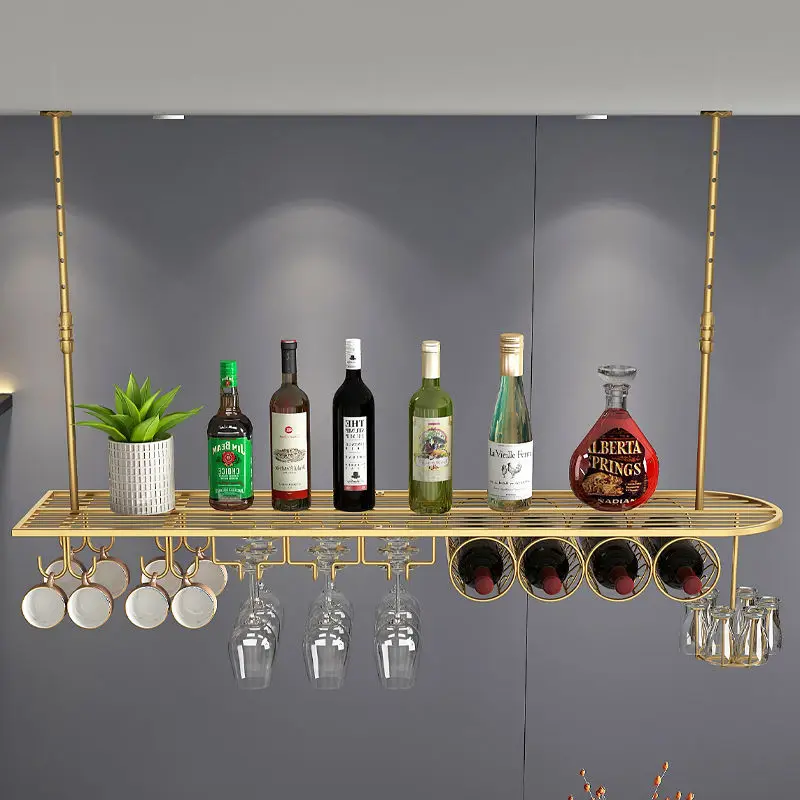 Red wine light luxury upside down hanging win rack goblet bar counter upside down red wne rack wie glass rack high-end househ