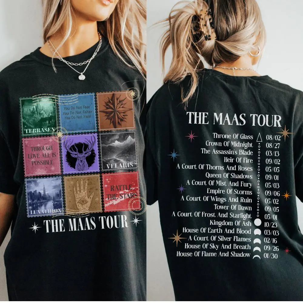 Cotton Short Sleeve T-shirt The Eras Maas Tour SJM Mersh Double side Bookish Print Top Tee Women High Street Casual Loose Top