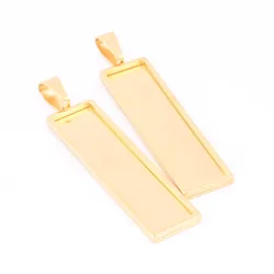 5pcs Stainless Steel Gold Plated 10x50mm Rectangle Cabochon Pendant Base Settings Diy Bezel Necklace Blanks For Jewelry Making
