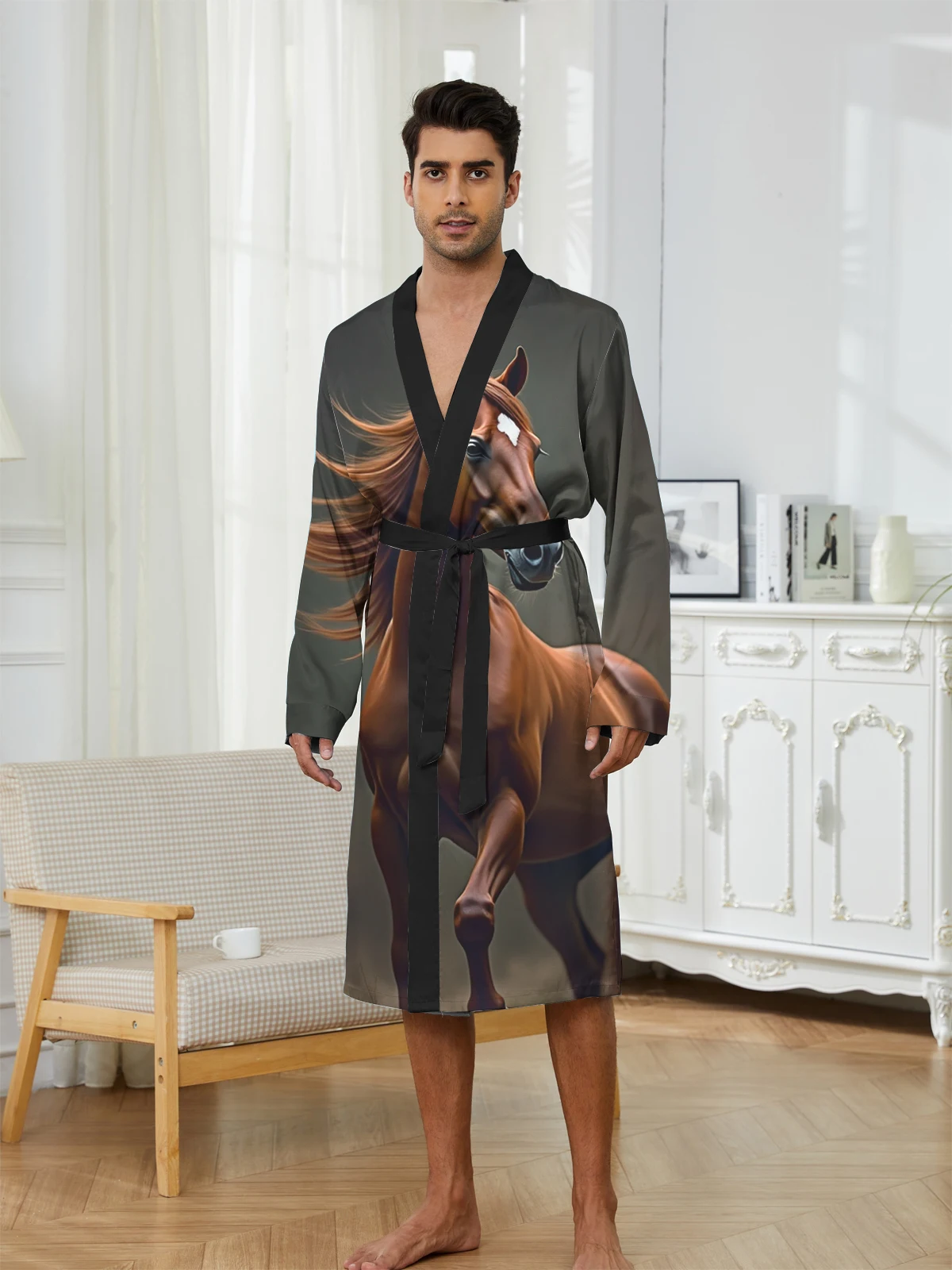 1pcs Men's Robes 2026 Spring/Summer bath robe dressing gown Graphic Robes Bathrobe man Bathrobe 3D Printed Breathable
