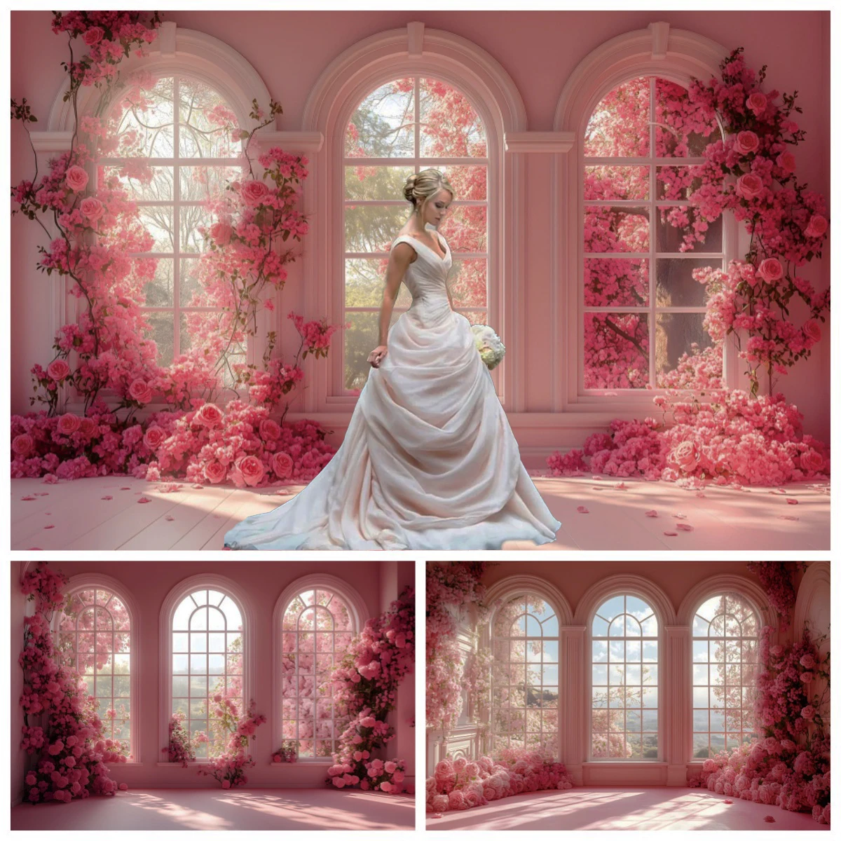 

Flower Floral Wedding Portrait Backdrop Photography Spring Window Sunshine Girl Birthday Party Decoration Background Photo Props