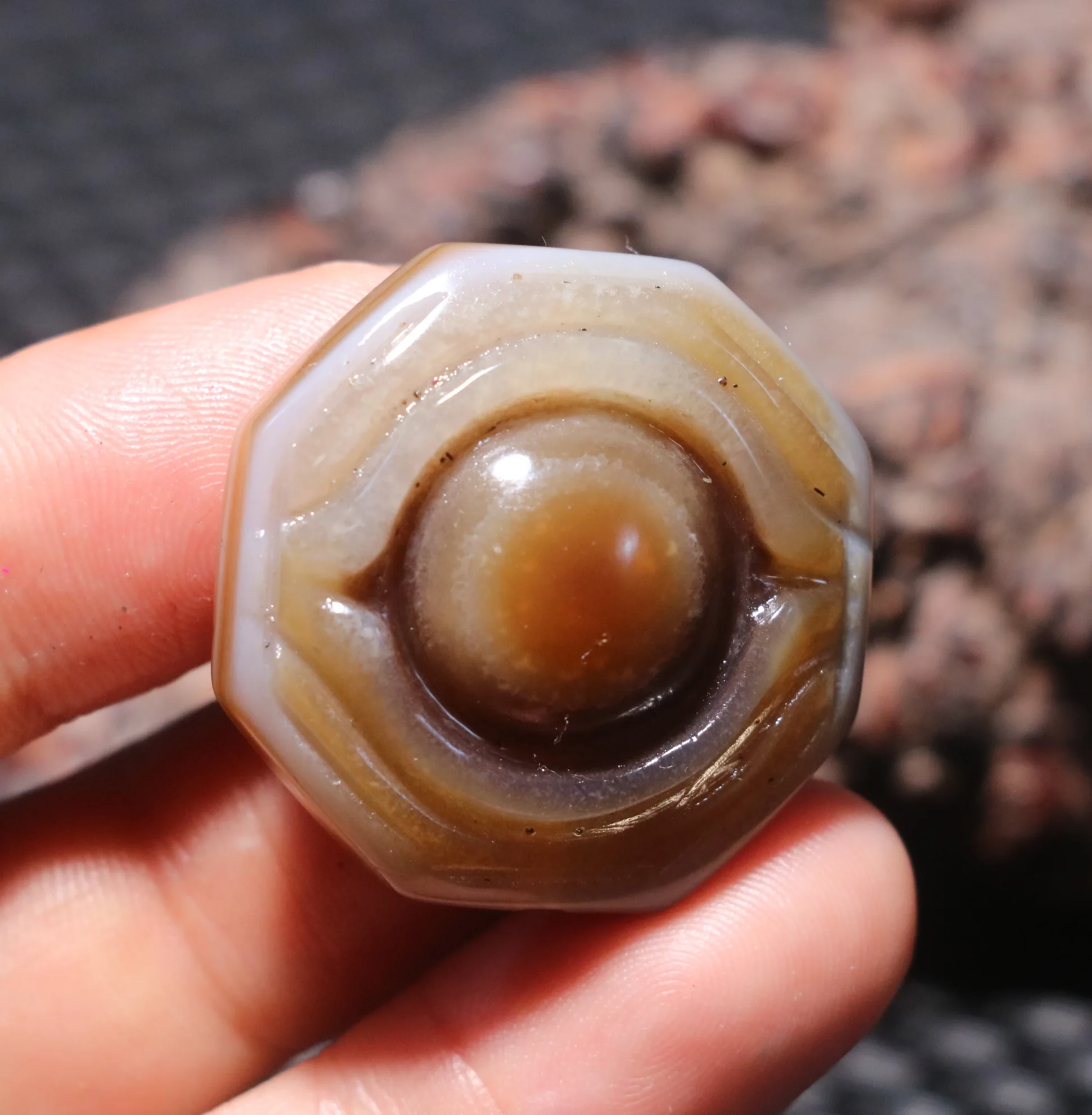 

Treasure Magic Power Tibetan Agate Sculptural Yin Yang Bagua Heaven Eye dZi Bead Amulet FR LLZB UPD210601A12