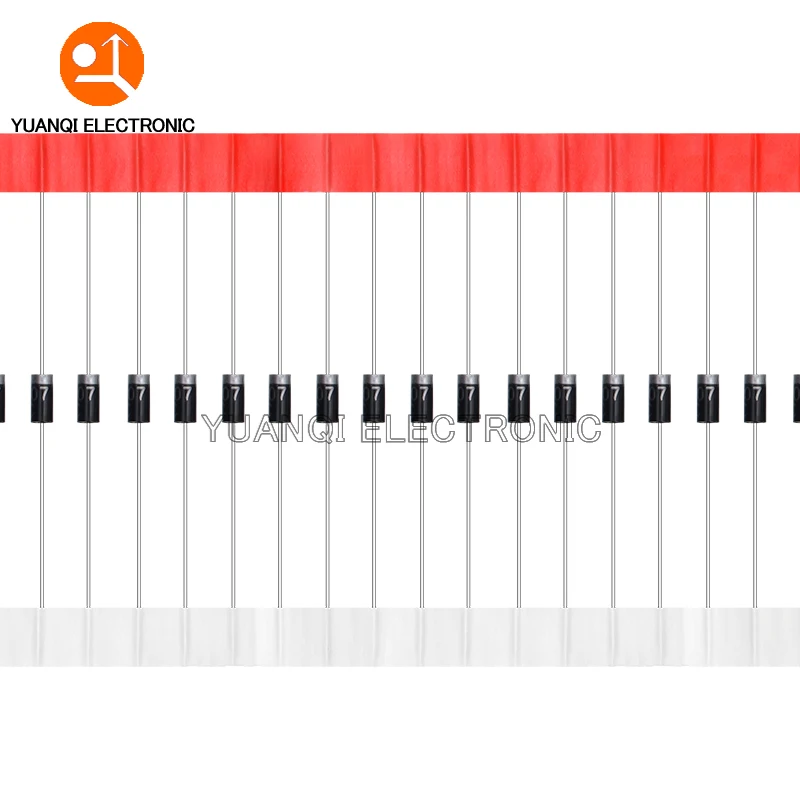 100pcs 1N4007 1N4006 1N4005 1N4004 1N4003 1N4002 1N4001 4007 IN4007 1A 1000V 400V 100V 50V DO-41 Rectifier Diode High Quality