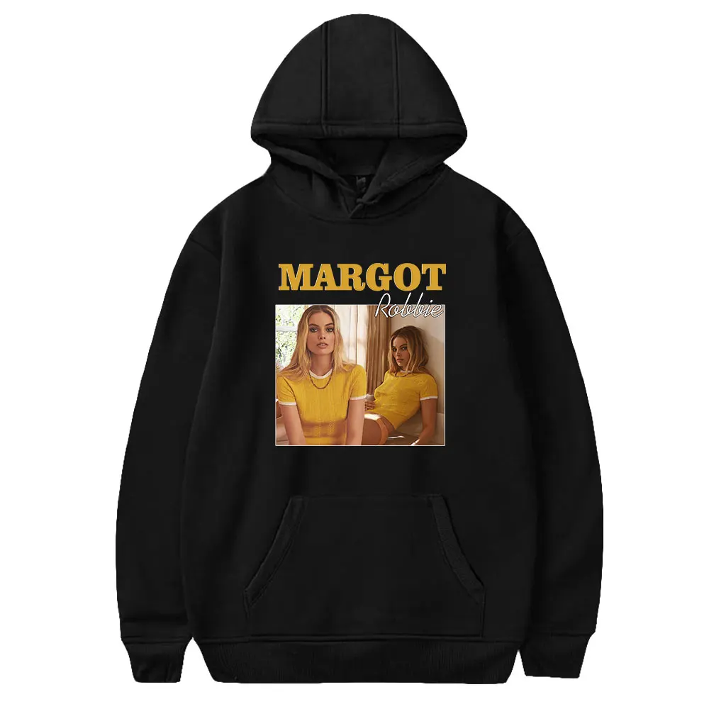 Margot Robbie Hoodie Unisex Long Sleeve Men Women Hooded Sweatshirt Casual Style Youthful Star Fashion Clothes