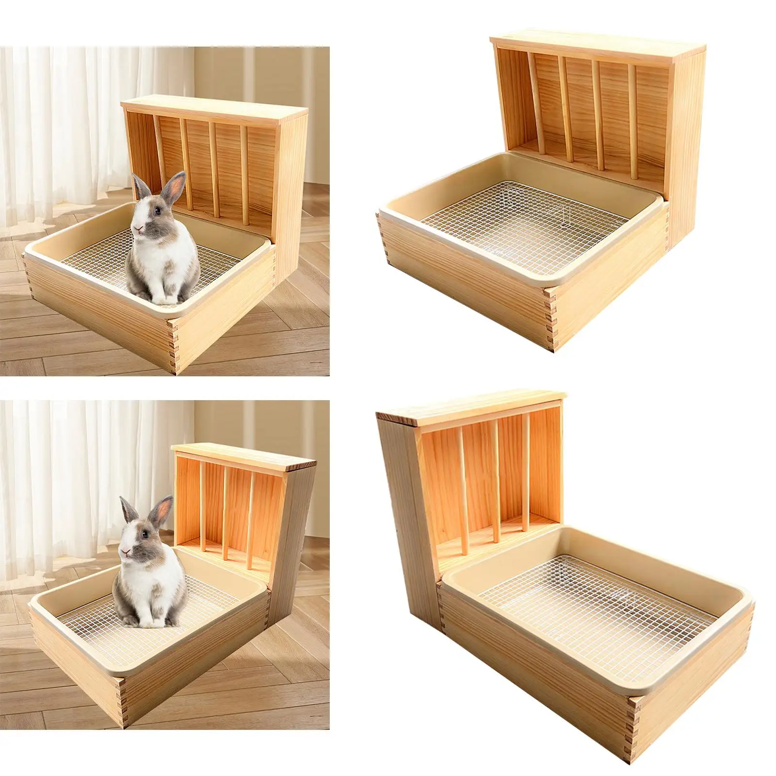 

Wooden Hay Feeder Bunny Litter Box Hay Feeder for Bunny Guinea Pig Hamster