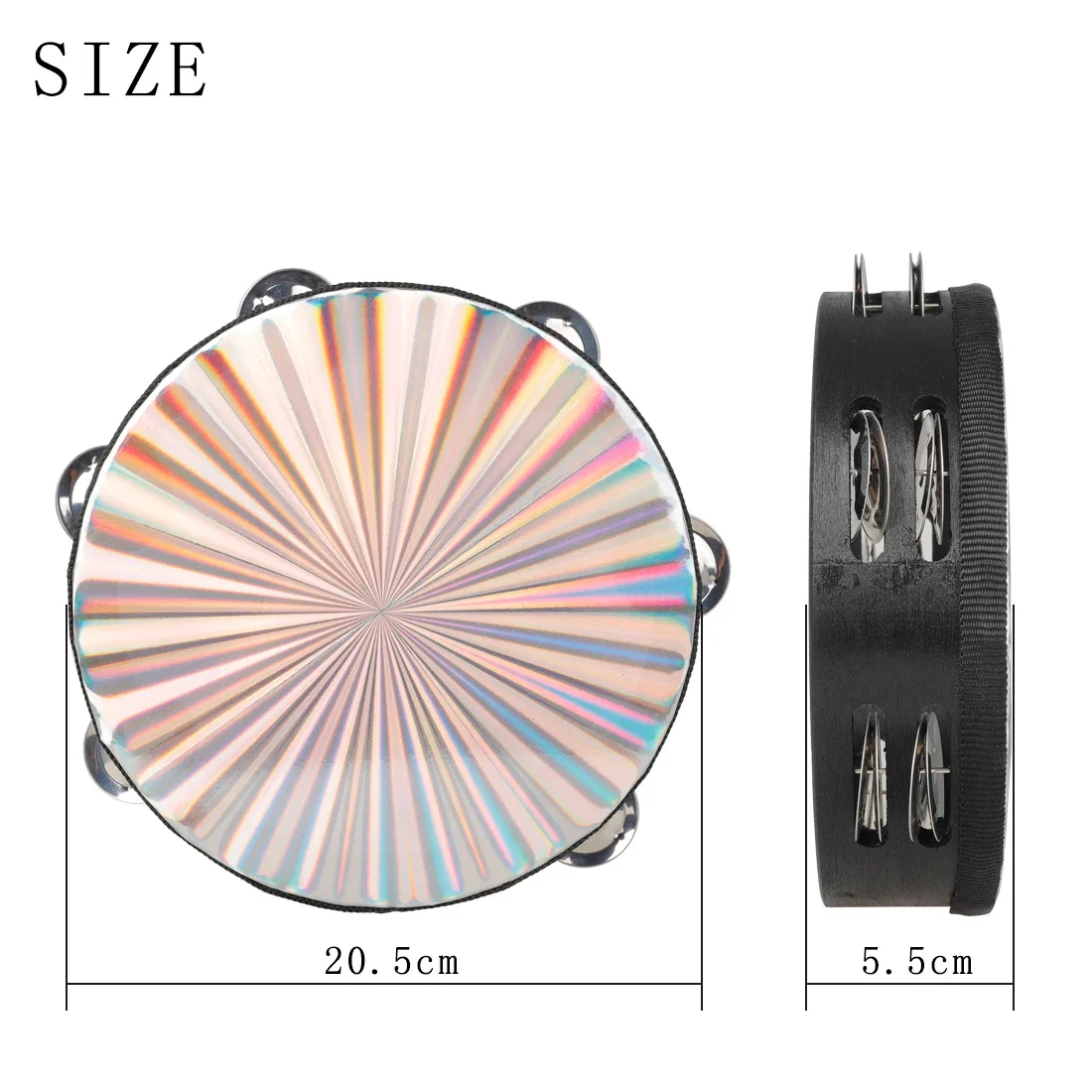 IRIN 8 Inch Tambourine Handbell Double Row Jingles Colorful Light Panel Children's Music Enlightenment Percussion Toys Gifts