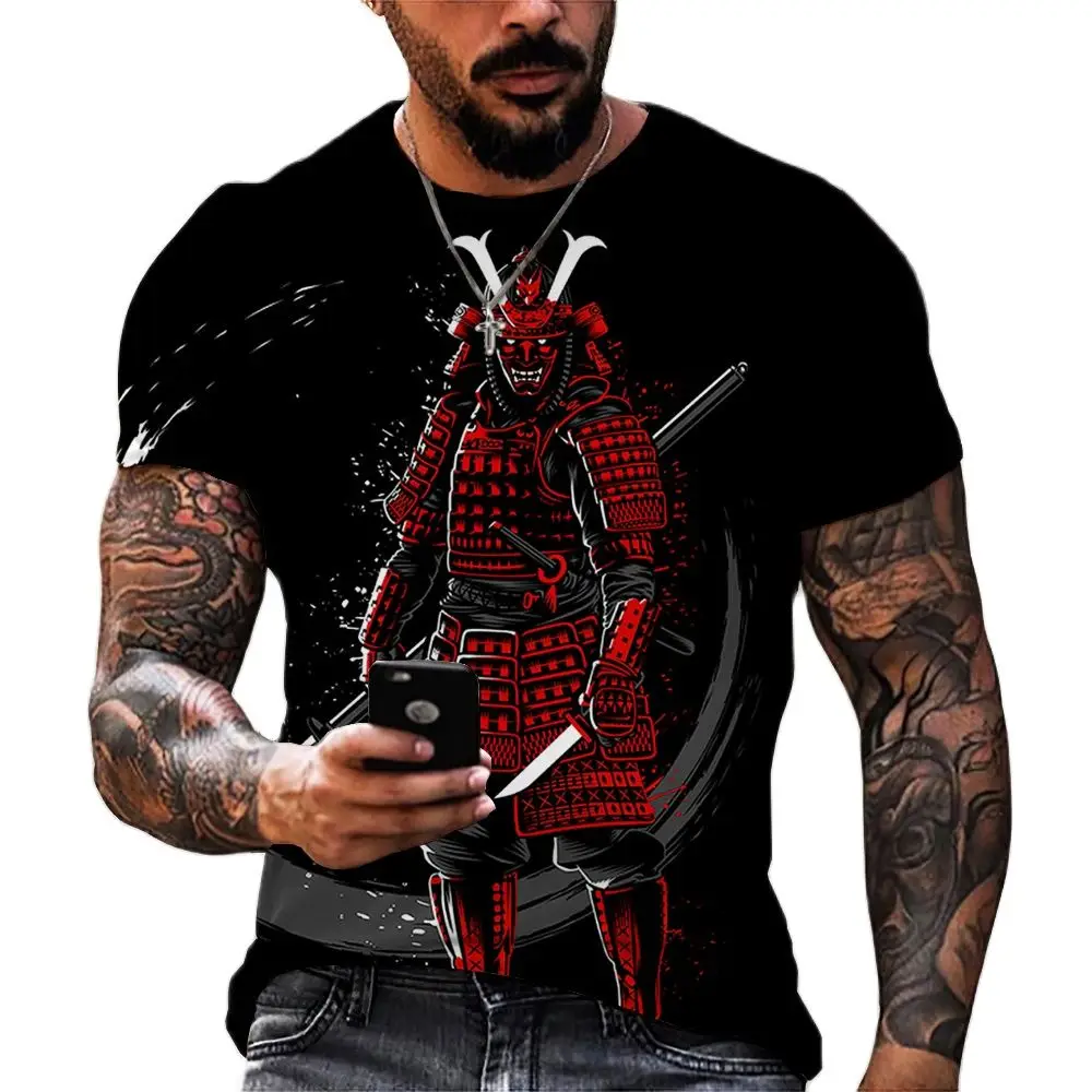 Vintage Samurai T-shirts For Men 3D Japan Style Print Short Sleeve Tops Street Hip Hop Streetwear Ninja Tees Men\'s T Shirt 3XL
