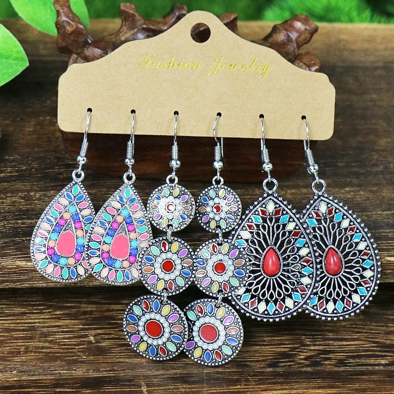Vintage Hot Sell Tassel Dangle Earrings Set for Women 3 Pairs Bohemian Geometric Shell Sunflower Designer Earrings Boho Jewelry