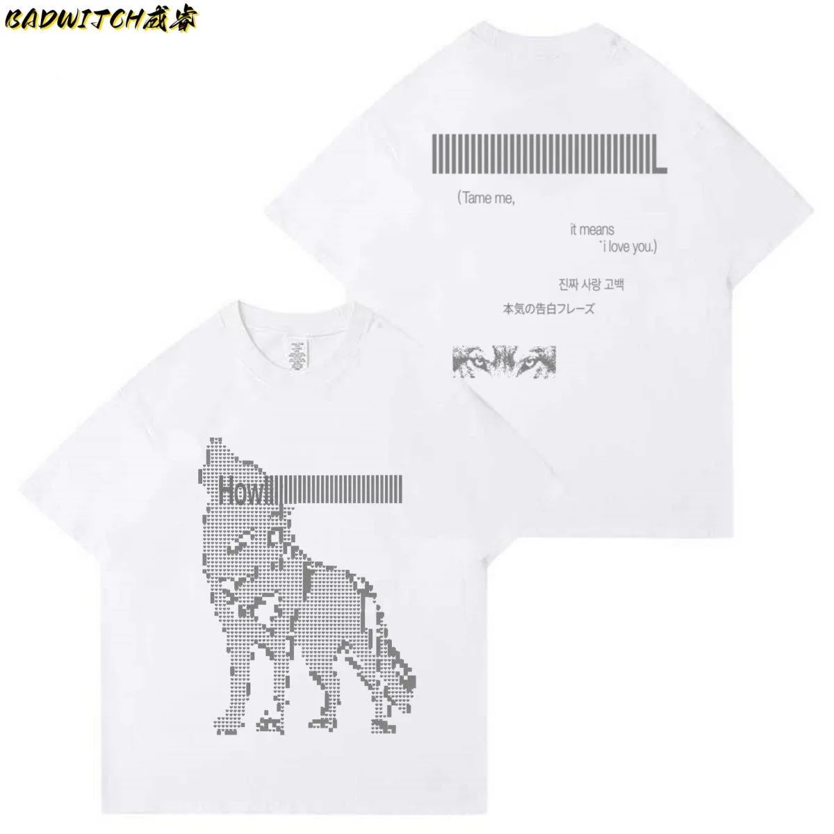 &TEAM MARK ON ME Same RIIZE Howl Wolf Pixel Print T‑Shirts Print T-shirt Summer High Quality Cotton Short Sleeve Tee Tops