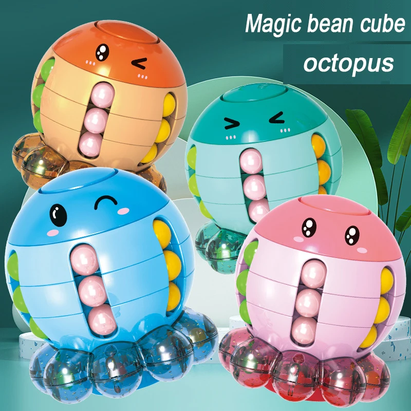 Cubo mágico giratorio de pulpo para niños, yema del dedo con forma de juguete, rompecabezas, juego interactivo creativo, juguetes para aliviar el estrés