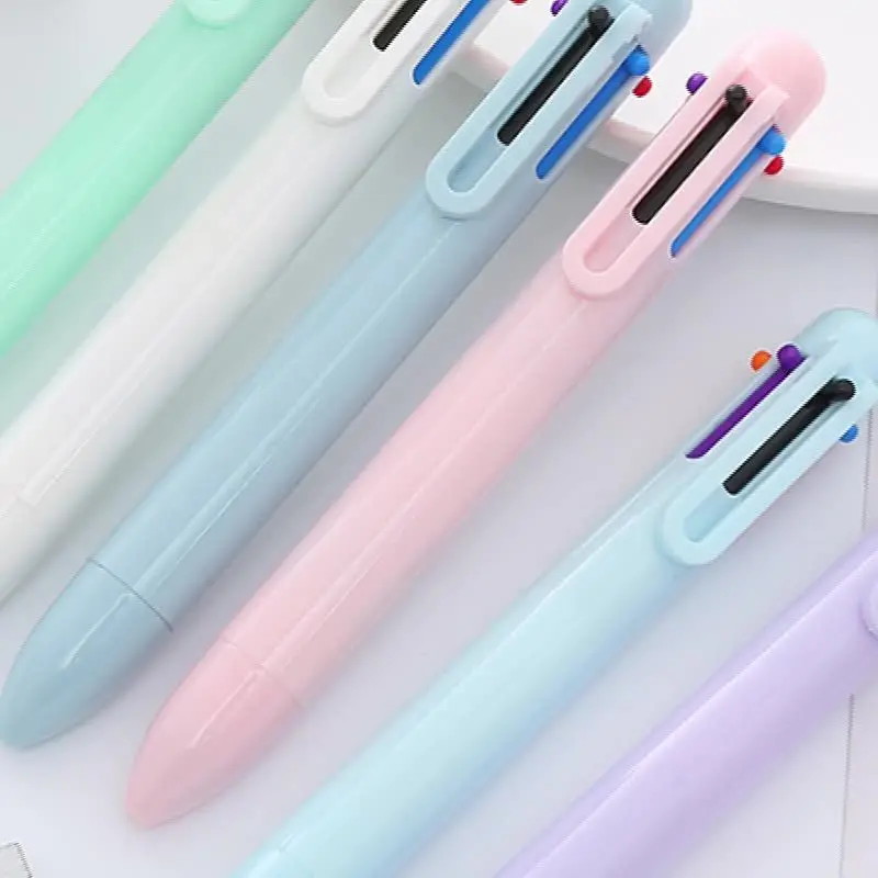 6 Piece Stationery 6 Color Macaron Pens Multicolor Ballpoint Pen Multifunction Creative Kids Pen