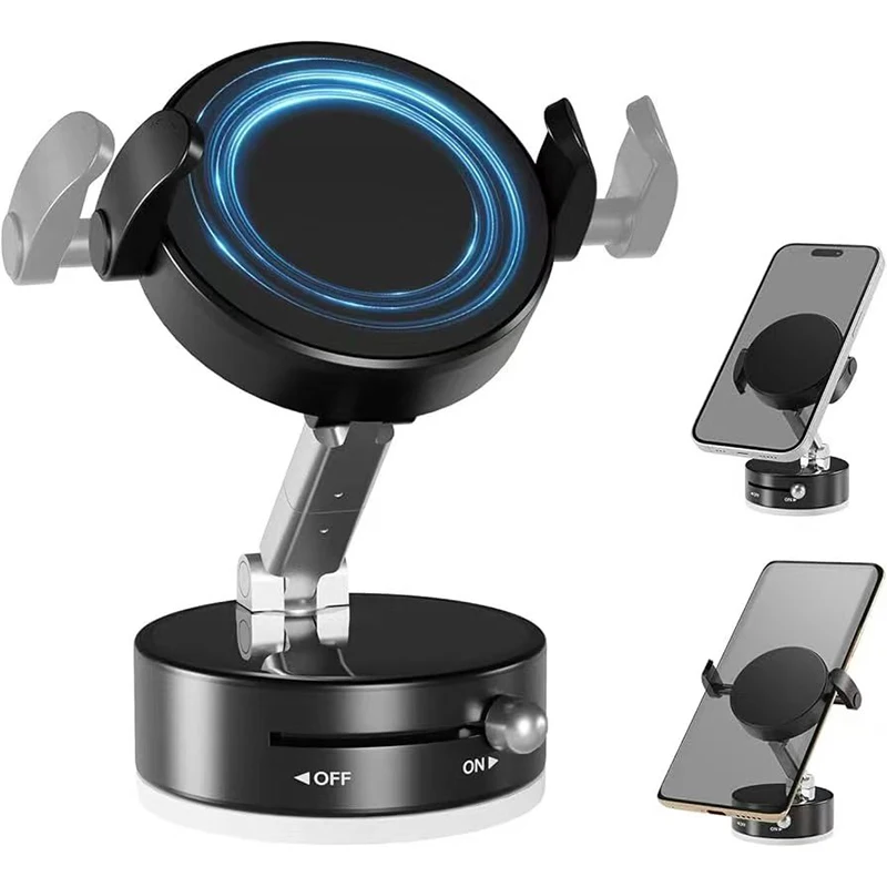 

Vacuum Suction Magnetic Phone Holder, Retractable Strong Suction Cup Magnetic Hands-Free Car Cellphone Mount Foldable Car Phone
