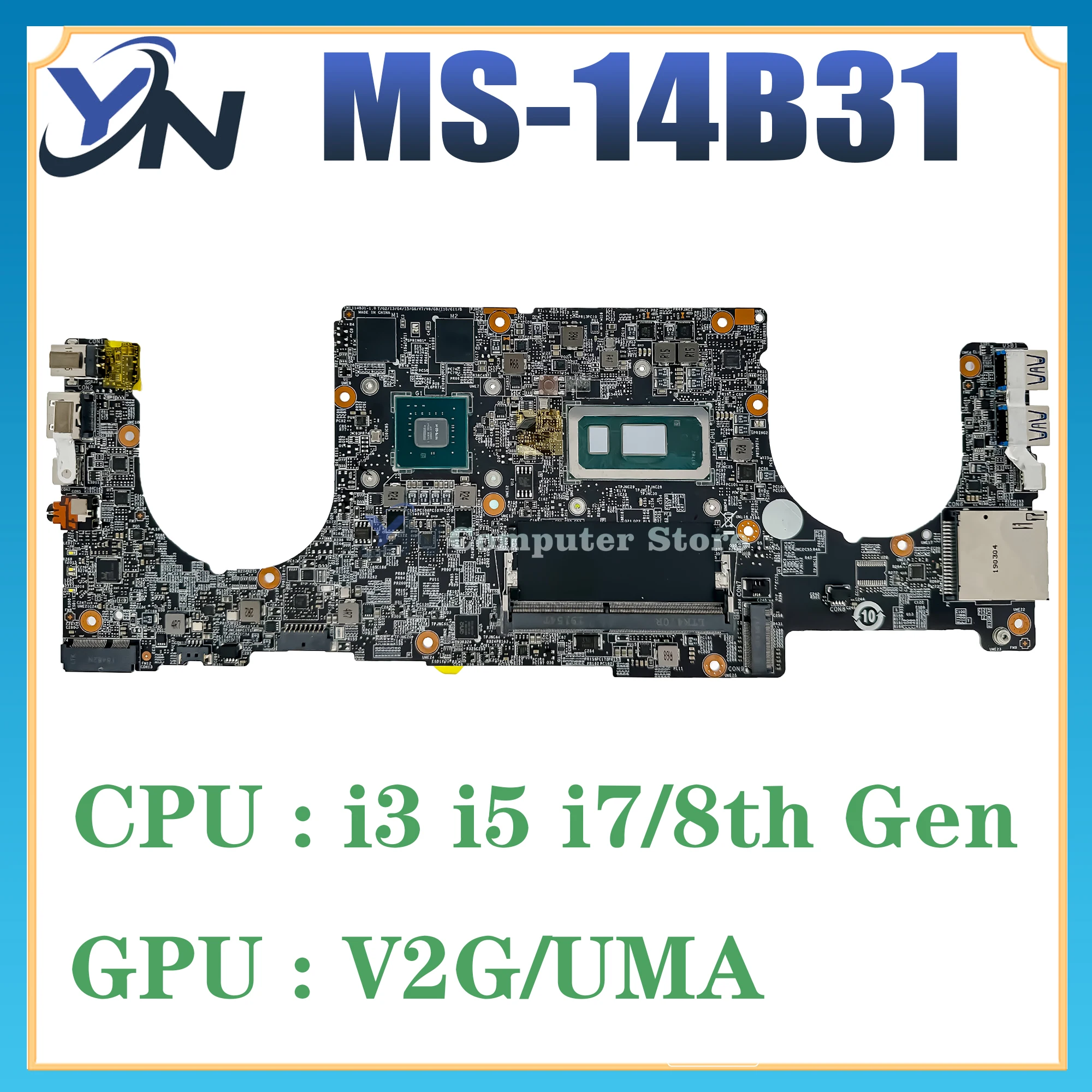 

Mainboard For MSI PS42 Modern 8RO 8RA MS-14B3 MS-14B31 Laptop Motherboard i3 i5 i7 8th Gen MX150/MX250-V2G UMA 100% TEST OKMainb