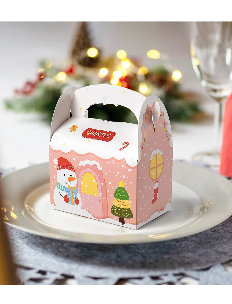

6pcs Merry Christmas Candy Snack Box Cute Snowman Christmas Gift Box Cake Packaging Suitcase 2025 Christmas New Year Home Decor