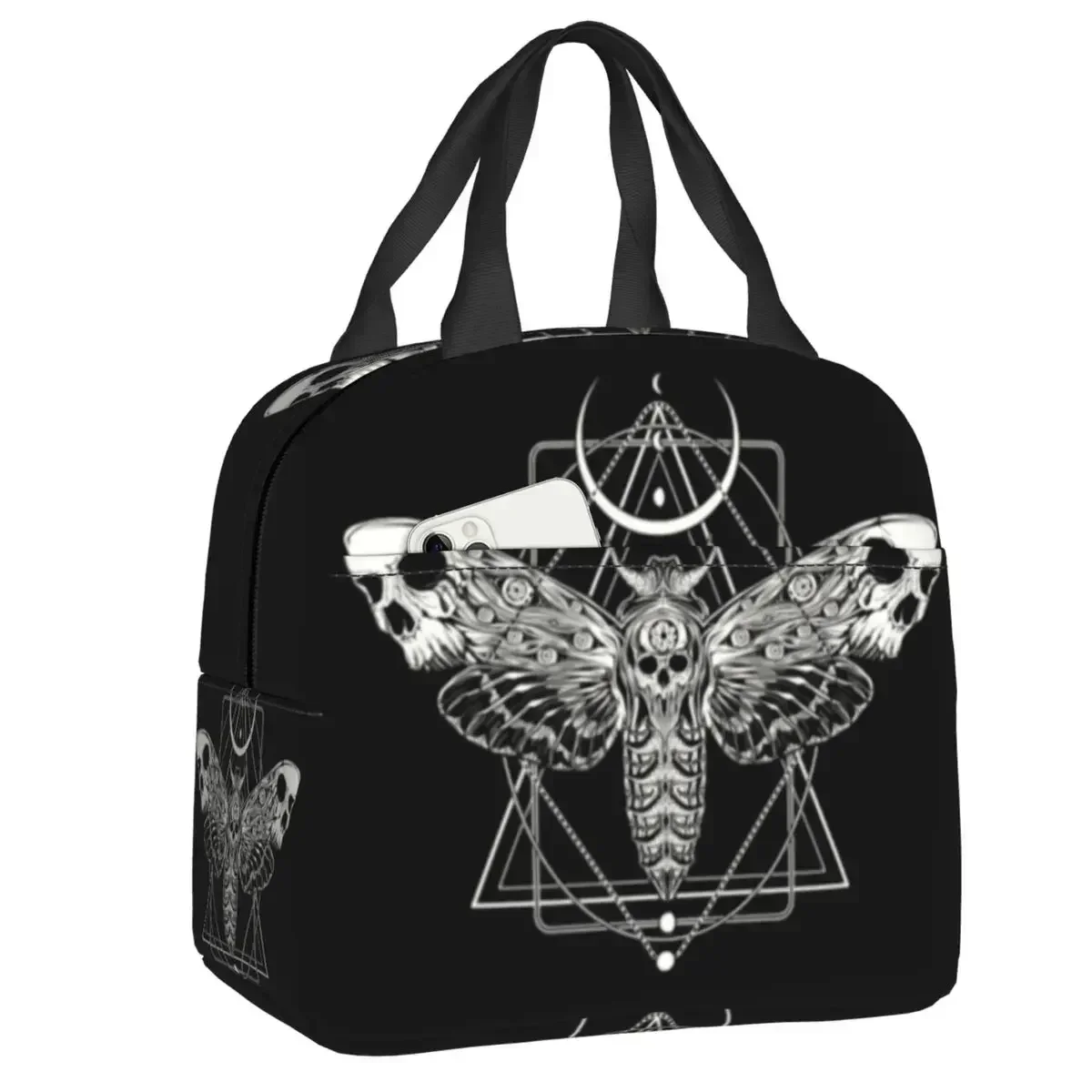 Custom Bag Custom Surreal Death Moth Insulated Lunch Bag For Work School Gothic Goth Anti Waterproof Cooler Thermal Lunch Box Wo