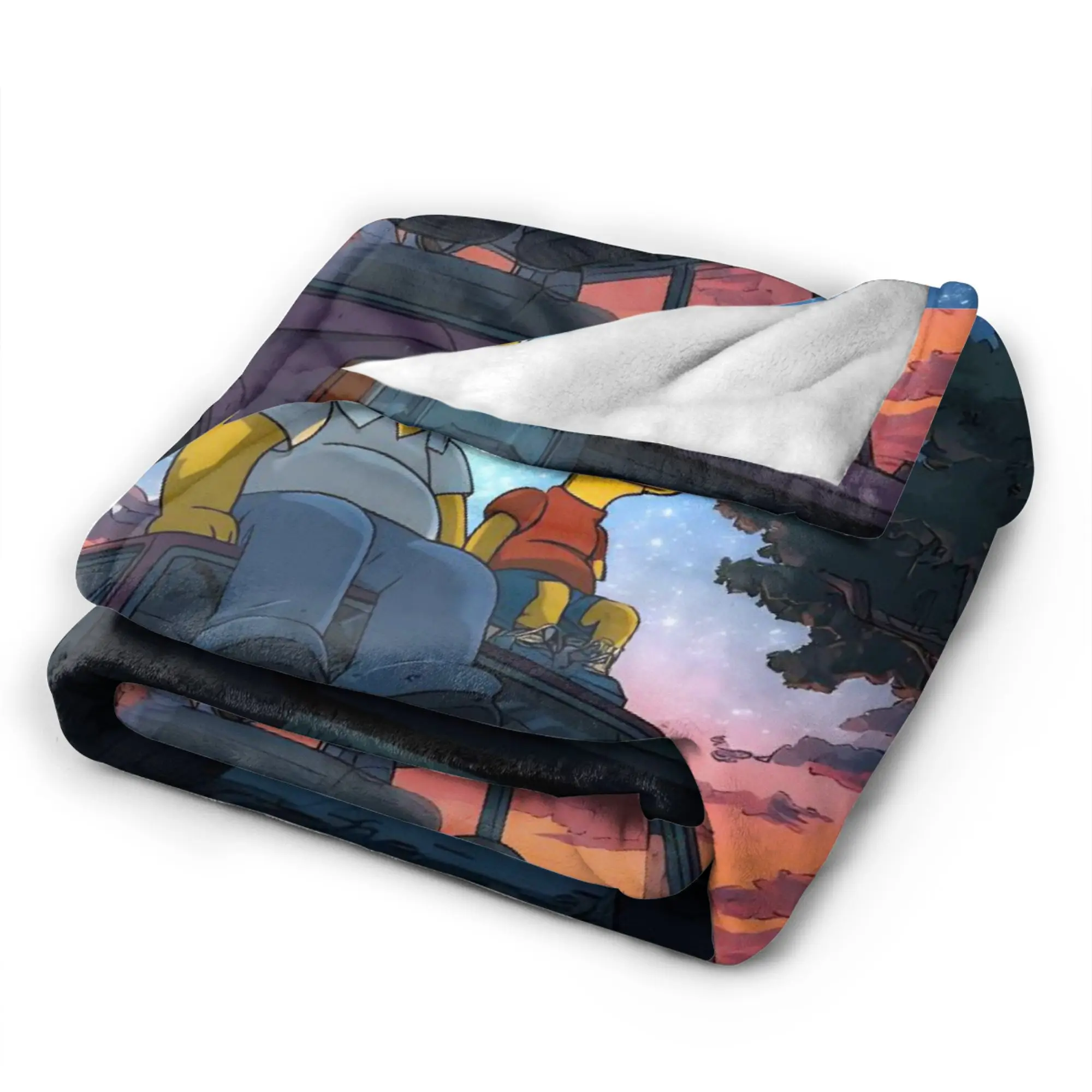 S-Simpsons السماء المرصعة بالنجوم البطانيات الفانيلا النسيج ديكور تنفس سوبر لينة رمي بطانية للمنزل في الهواء الطلق أفخم رقيقة لحاف