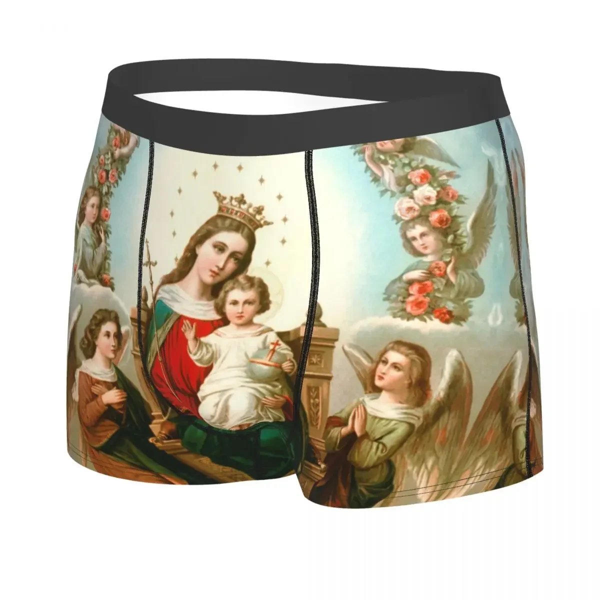 Custom Virgin Mary Underwear Men Breathable Catholic Christian Boxer Briefs Shorts Panties Soft Underpants For Homme