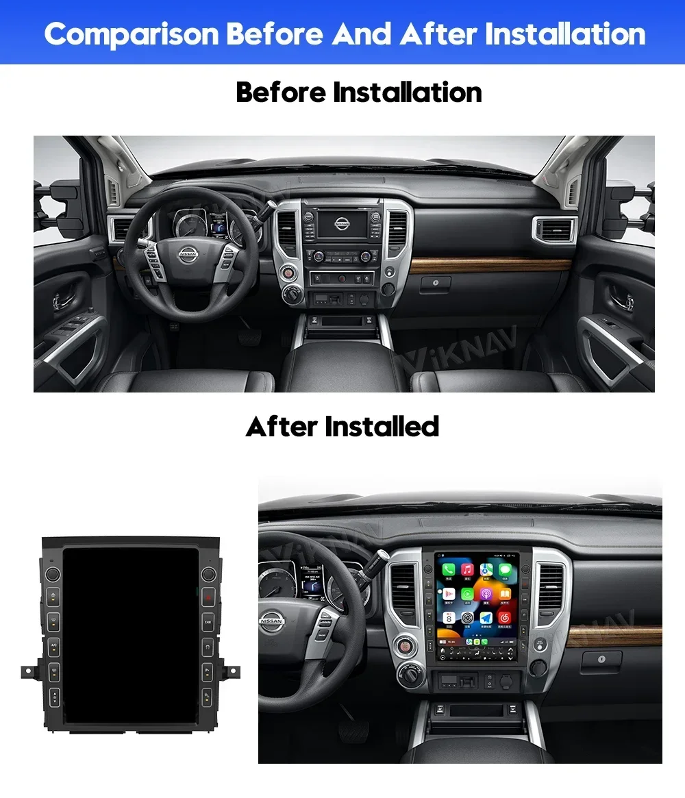 Car Stereo Radio Android 12 For 2016-2019 Nissan Titan 13 Inch 128GB GPS Navigation Carplay Multimedia Video Player Head Unit