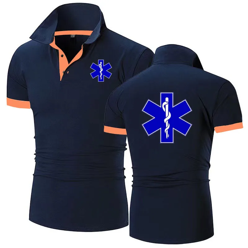 EMT Paramedic Emergency Medical Services polo shirt Men Casual T-shirt High Quality matching color cotton Mans Lapel shirt top