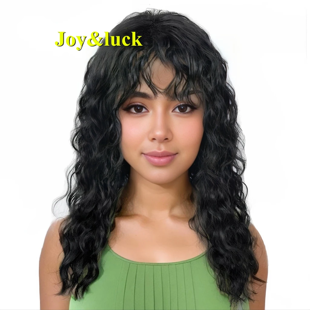 Synthetic White Cosplay Long Curly Wavy Wig With Bangs  Women Good Quality Party Fashion Natural  Hair