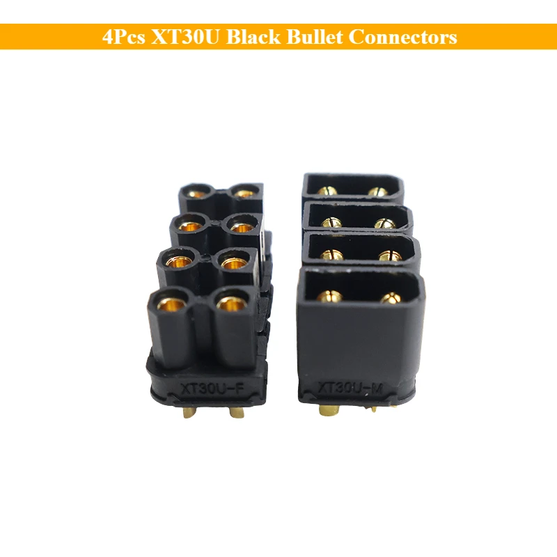 4Pcs XT30U Black Bullet Connectors Plug Adapter for RC Lithium Polymer Battery Quadcopter FPV Racing Drone Lipo Battery Expand