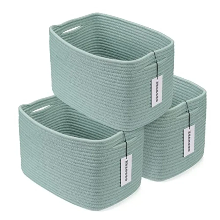 

Cotton Rope storage Basket Bins Woven Basket for Organizing Shelves 15X10X9.3" Rectangle Decorative Baskets For storage Clothes
