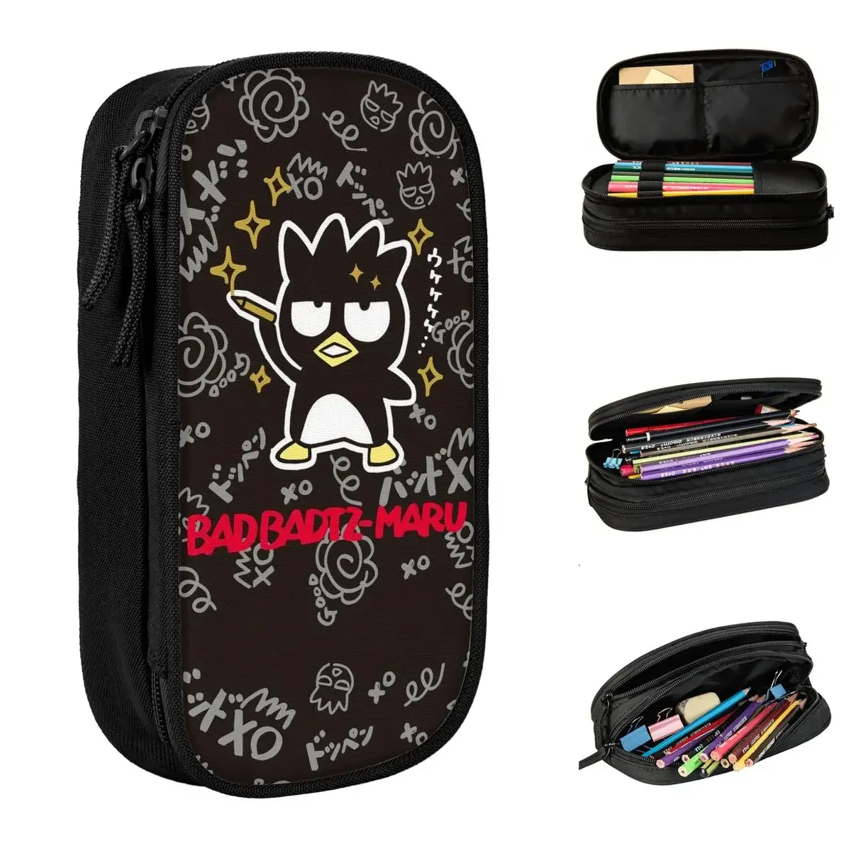 

Creative Cartoon Badtz Marus Penguin Pencil Case Pencilcases Pen Kids Large Storage Bag Office Gift Stationery