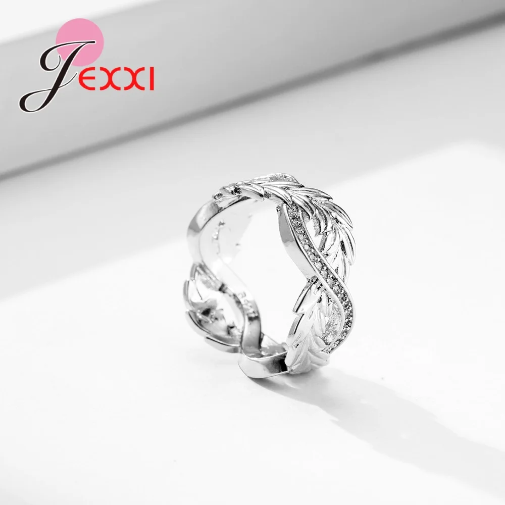 New Fashion Feather Rotation Real 925 Sterling Silver Color Rings Fast Shipping Ring Austrian Crystals Dropshipping High Quality