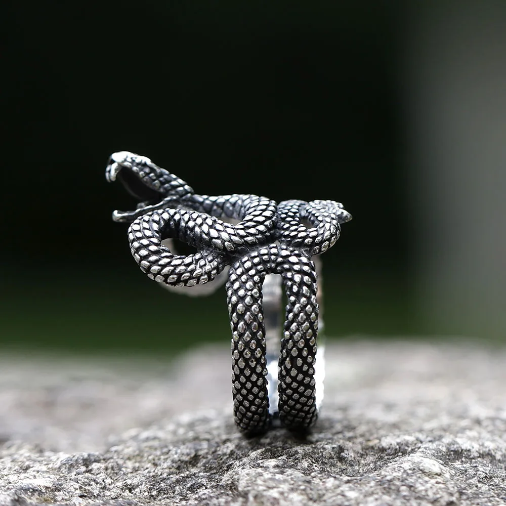 NEW Men\'s 316L stainless-steel rings Punk Fashion snake RING for teens animal Jewelry Gift free shipping