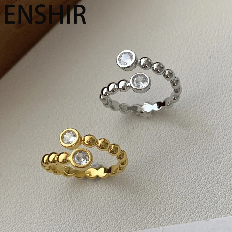 ENSHIR Beads Spliced Zircon Open Ring For Women Men Personality Niche Fashion Special Jewelry Gifts Wholesale
