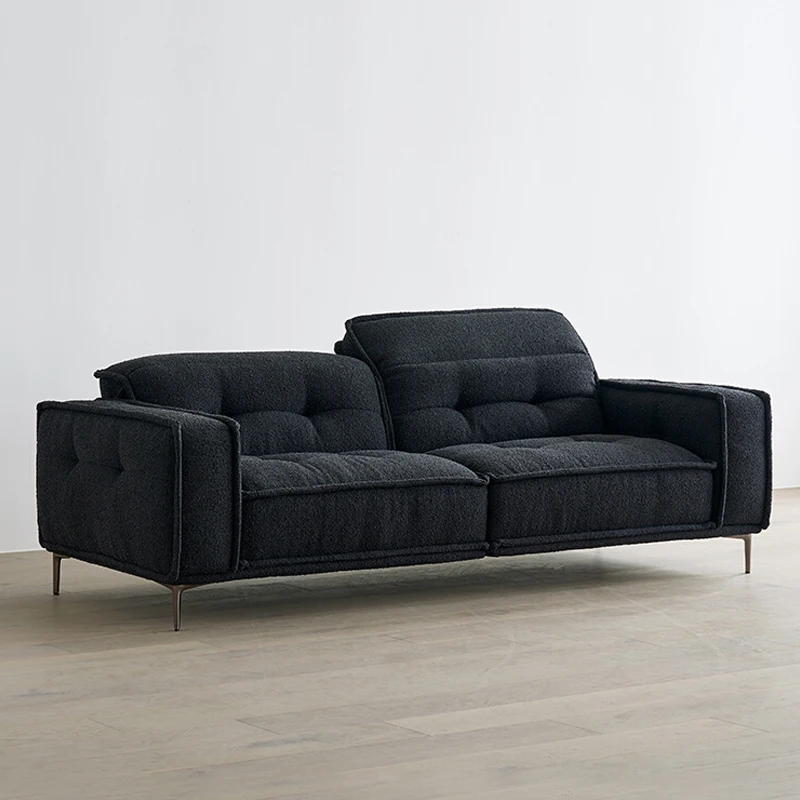 

#Modern Simple High Foot Bean Curd Block Sofa Set Vintage Square Fabric with Toast Sofa Cream Silly Style