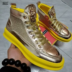 High quality new Korean version of thick soles casual shoes versatile men embroidery high-top shoes b73