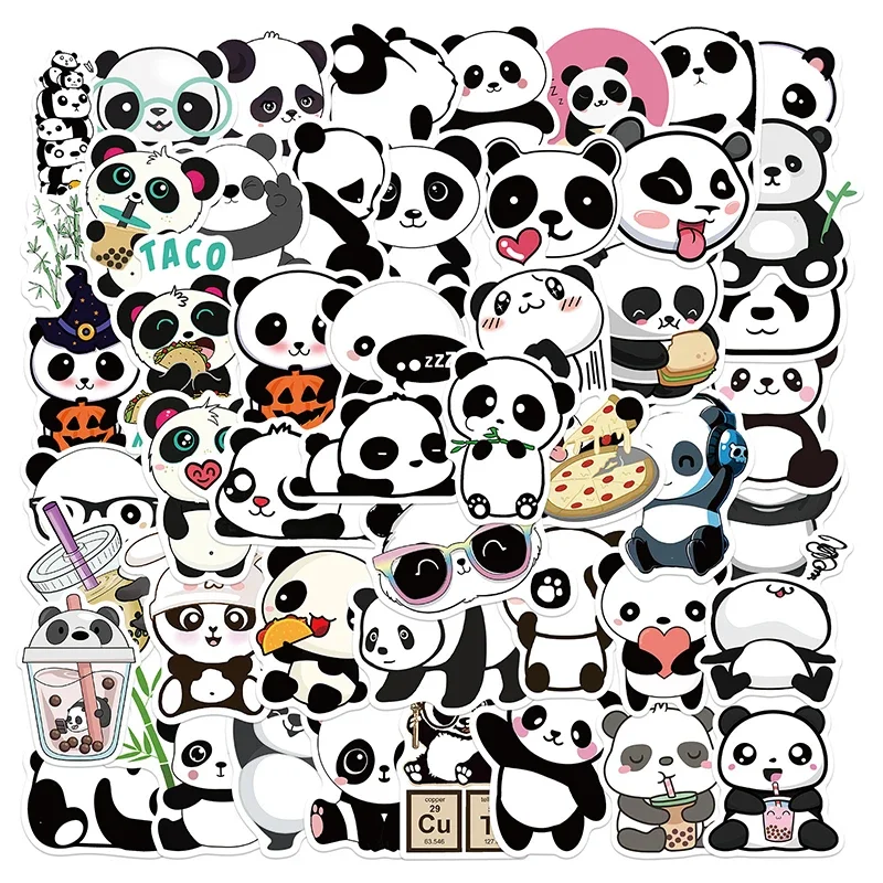 Pegatina de Panda de 10/30/50 piezas, papelería de PVC para niños, cuaderno de bocetos, portátil, decoración de diario, suministros de álbum de