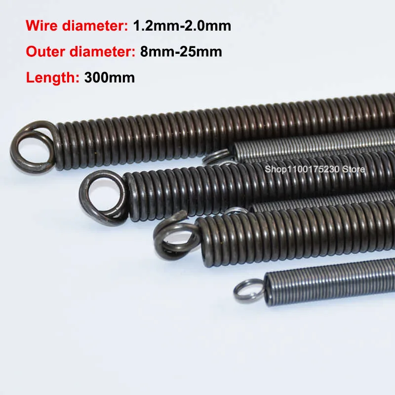 1Pc Length 300mm Tension Spring O Ring Spring Steel Expansion Extension Coil Stretching Spring Wire Dia 1.2mm-2.0mm OD 8mm-25mm