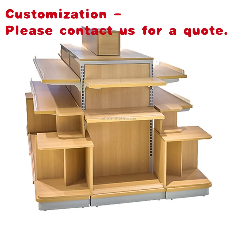 custom.Supermarket Display Island Shelf Wooden Boxes Scenario Display Props Promotional Floor Display