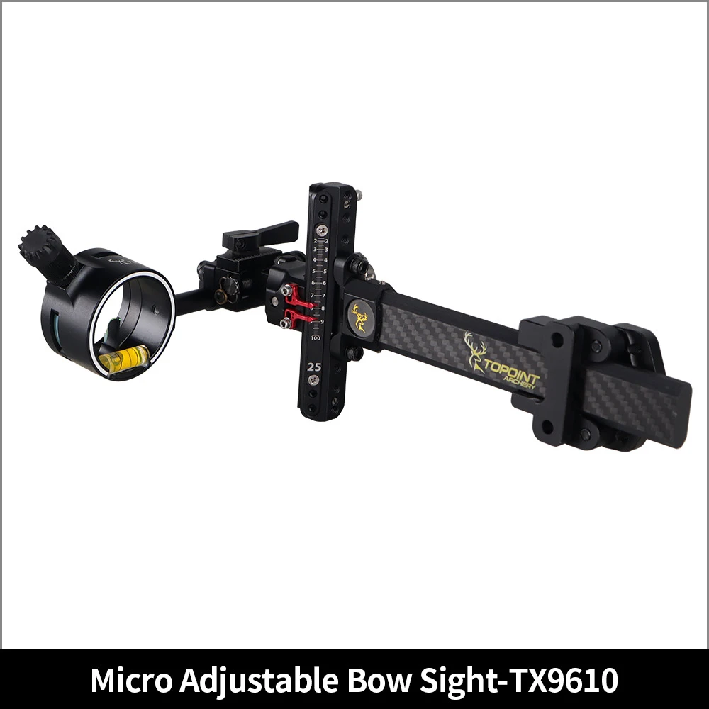 TOPOINT Composto Bow Sight, Long Pole, Double Needle Sight, Carbono Rod Estrutura, Caça Acessórios, Novo