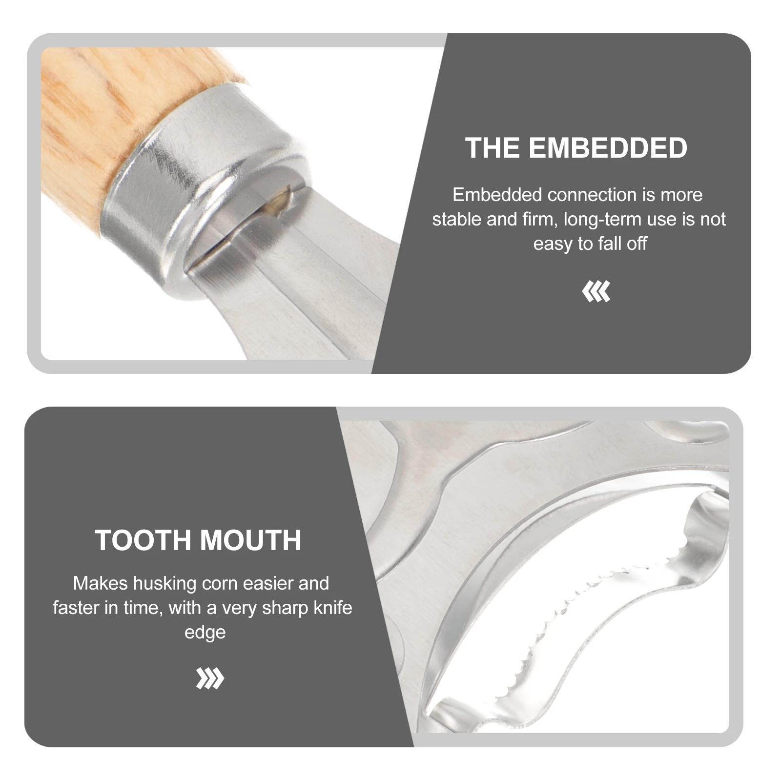 

2Pcs Corn Peeler Wooden Handle Kitchen Tool Smooth Curved Design Fast Corn Stripping Portable Remover Kitchen Tool