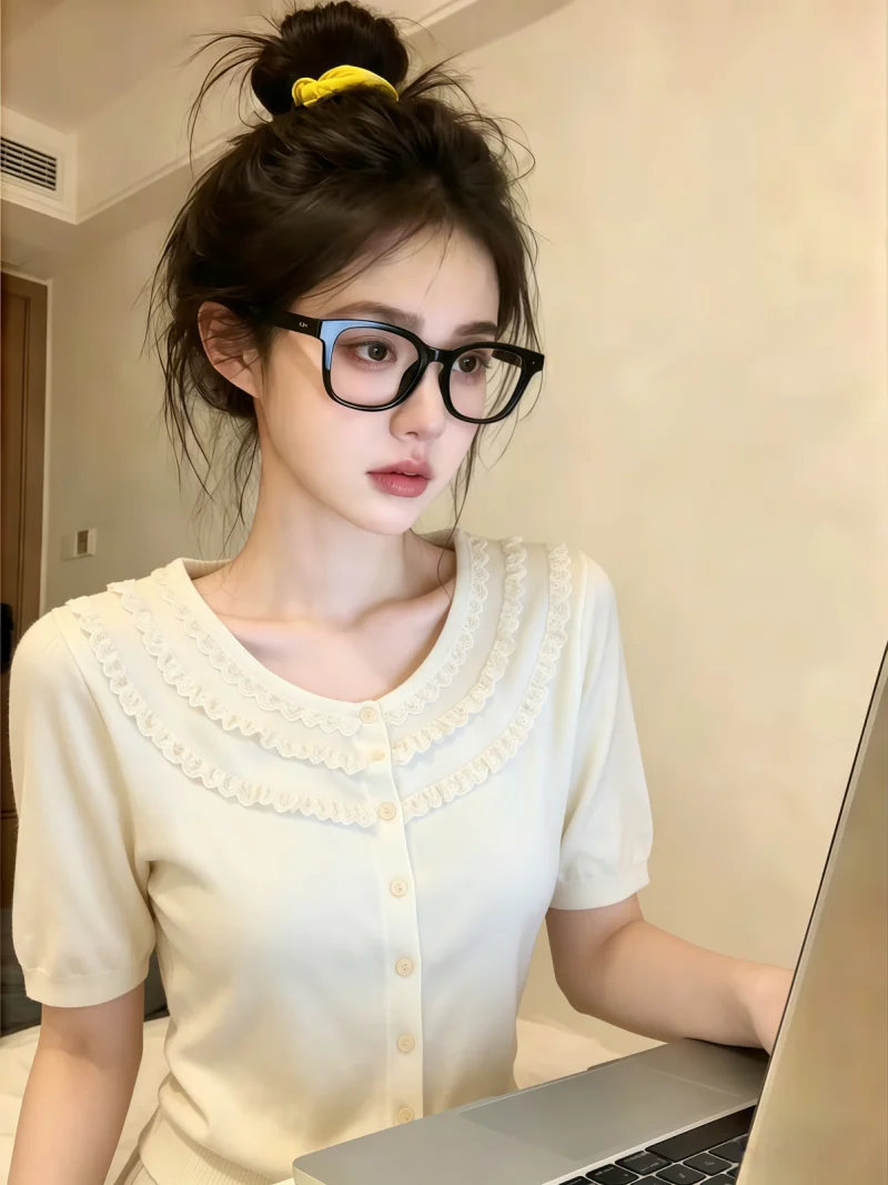 

Sweet Style Short Sleeve Knitted Open Cardigan Women's Summer New Super Beautiful Age Reduction Top Self-Preservation Model