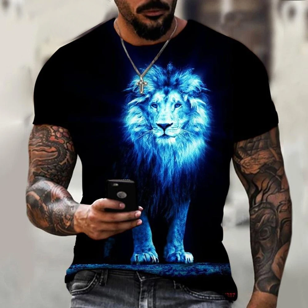 Summer fashion tiger/lion domineering 3D printed personalized cool casual street style T-shirt