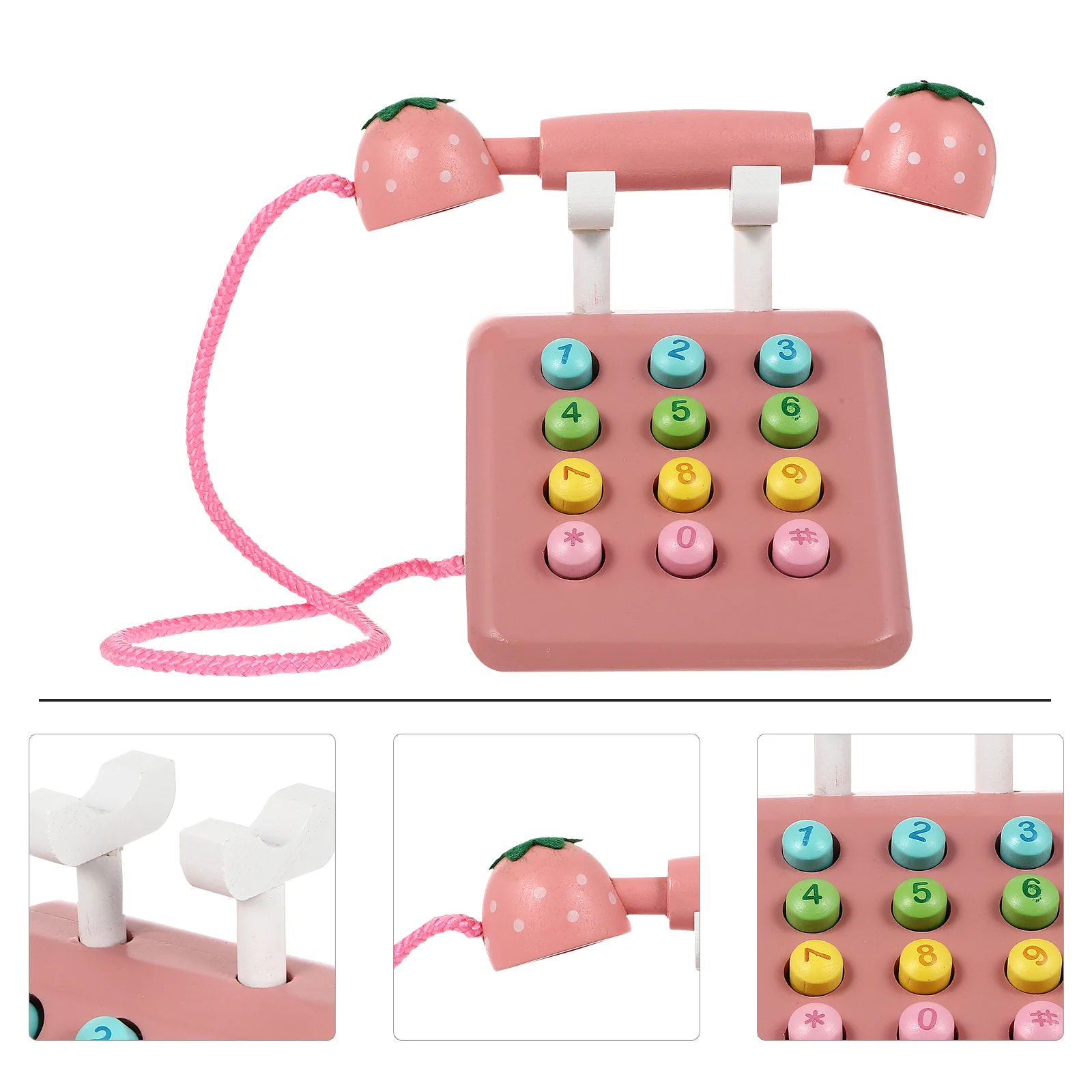 

Wooden Telephone Kids Toy Simulation Dial Pretend Role Plaything Children Parent-child Interaction Cartoon