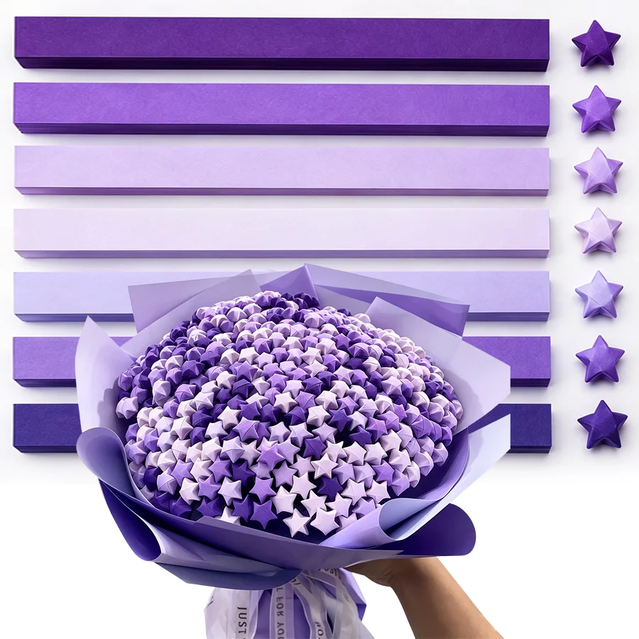 Gradient Star Paper Strips, Fold Origami Lucky Star Paper, Multipurpose DIY Hand Craft Material for Decor & Handmade Gifts XJM
